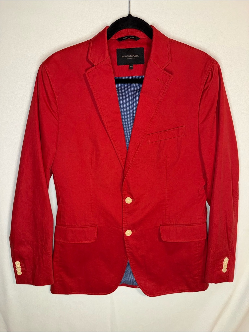 Banana Republic Men’s Tailored Fit Buttoned Red Cotton Blazer Size 38R Jacket